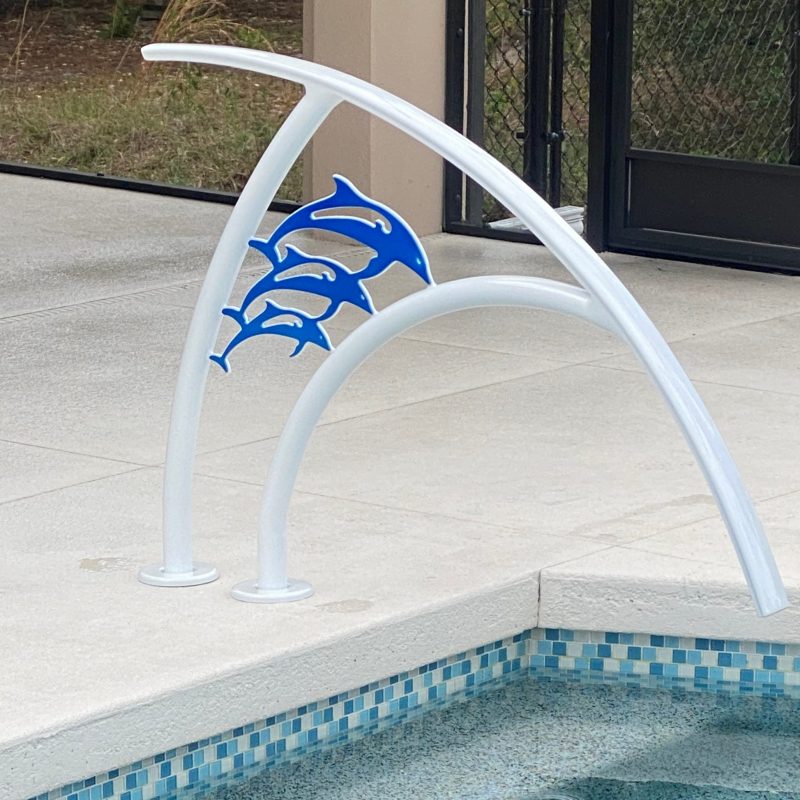 Blue Triple Dolphin Custom Hand Rail blue triple dolphin custom hand rail
