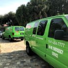 SERVPRO of Venice and Port Charlotte Trucks at the job site.